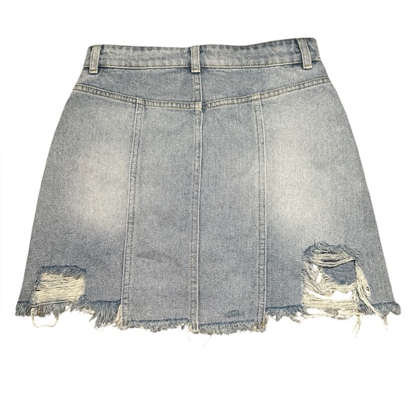 FREE PEOPLE Distressed Denim Mini Skirt - Picture 4 of 4